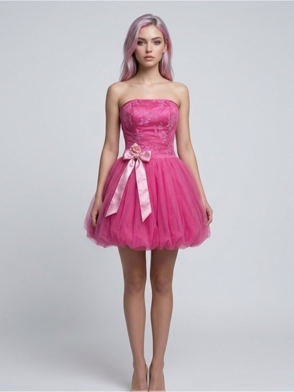 Jessica McClintock Gunne Sax Pink Satin Bubble Dress XS Prom Y2K